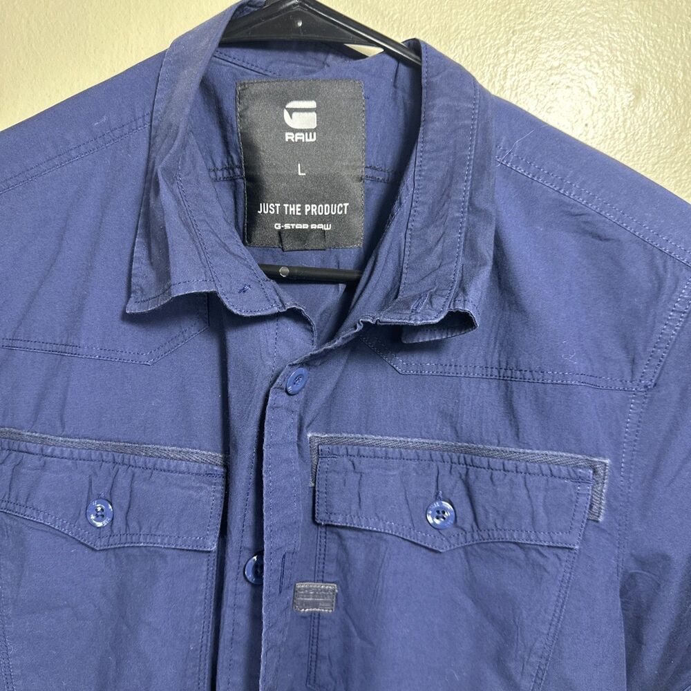 G Raw Short Sleeve Short Navy Men’s Button Collar G-Star